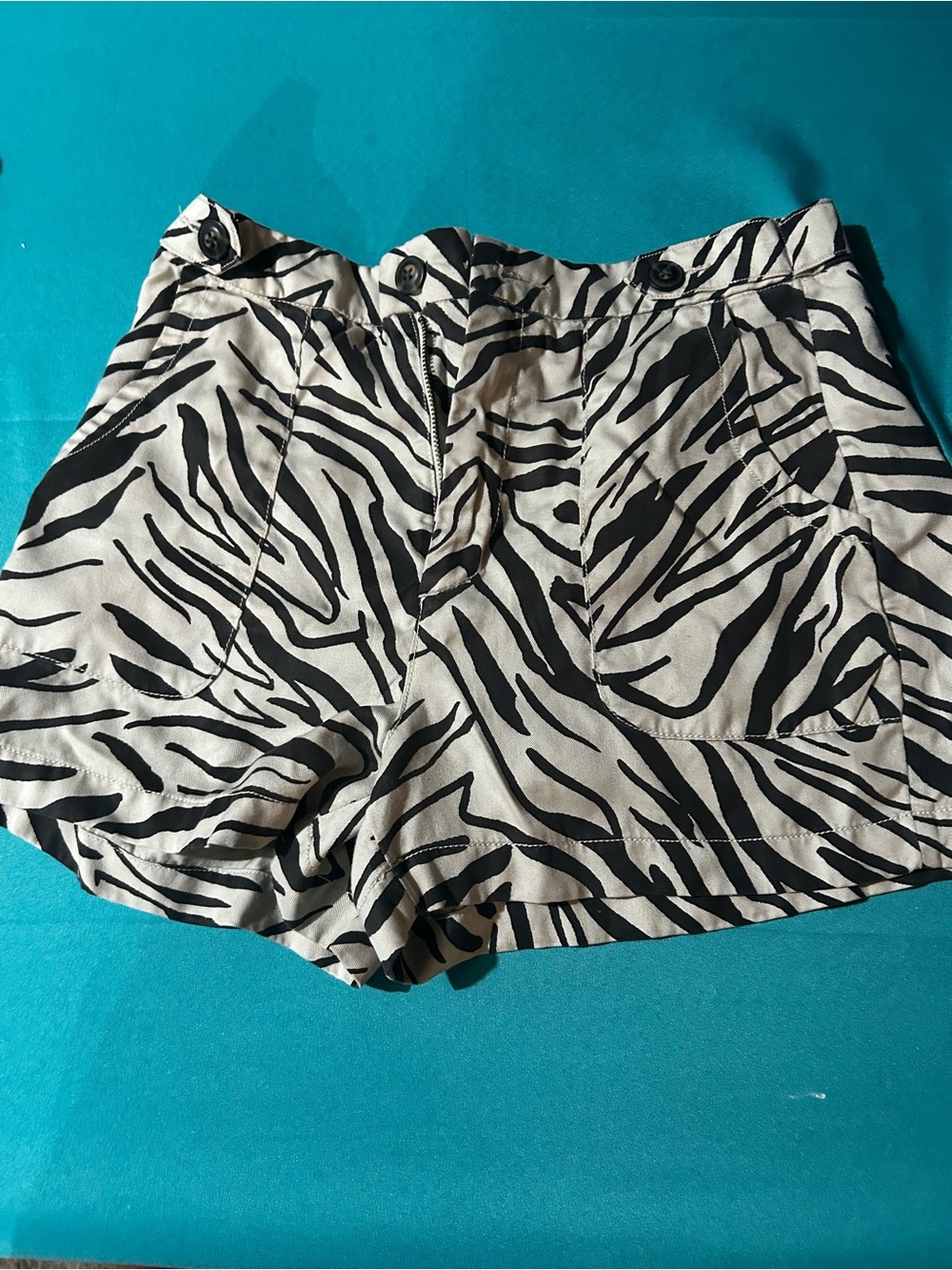 Cynthia Rowley Zebra-Print High-Waist Shorts - Black & White